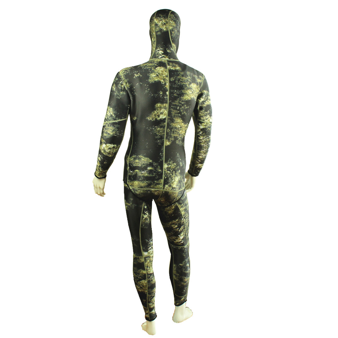 3MM Camouflage zweiteiliger Speerfischer-Neoprenanzug für Herren mit doppelten Nylon-Blindnähten