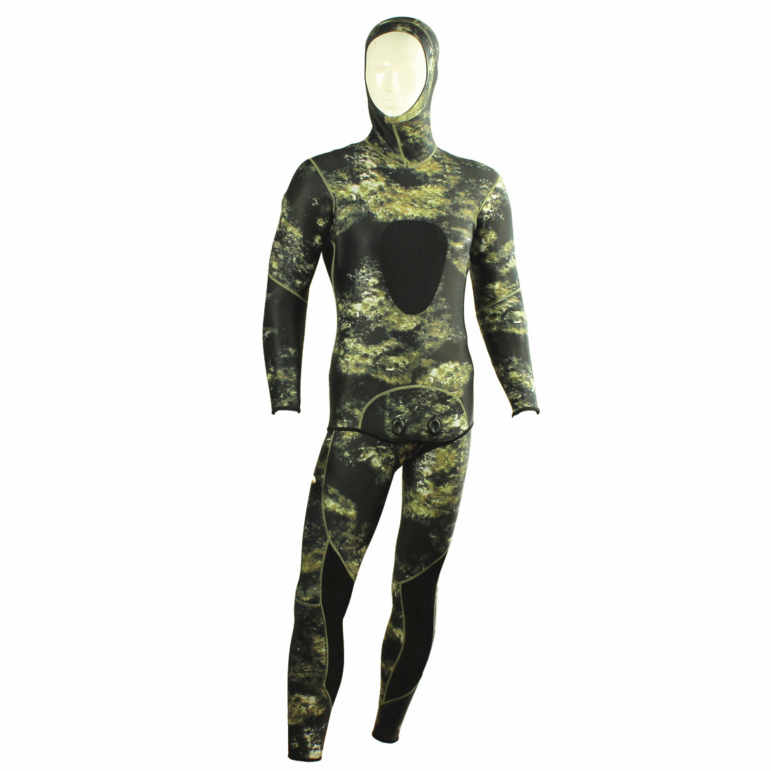 3MM Camouflage zweiteiliger Speerfischer-Neoprenanzug für Herren mit doppelten Nylon-Blindnähten